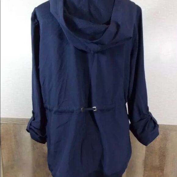 Lana Lee Montreal Women's Sz S Navy Blue Lightweight Hooded Jacket Windbreaker - Picture 5 of 9